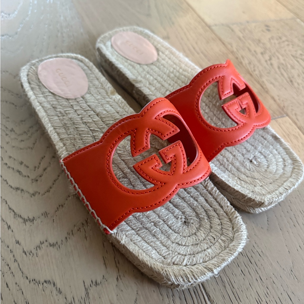 Gucci Interlocking G Cutout Espadrilles Slides